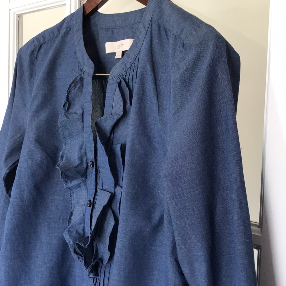 LOFT Ruffle-Neck Blouse - Picture 5 of 8